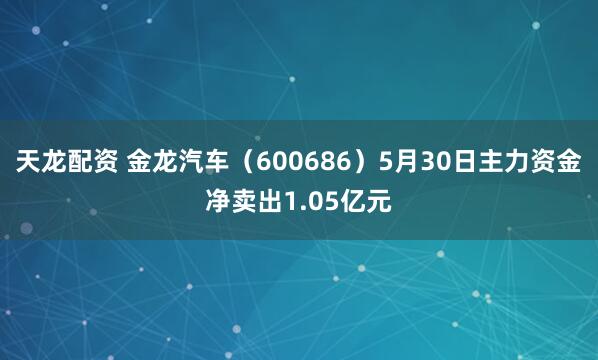天龙配资 金龙汽车（600686）5月30日主力资金净卖出1.05亿元