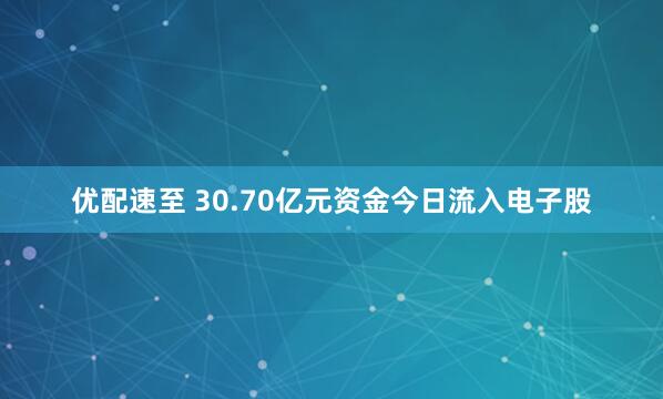 优配速至 30.70亿元资金今日流入电子股
